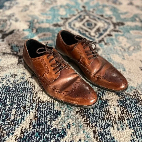 Stacy Adams Mens Brown Leather Oxford Dress Shoes • Size 10 • Preowned - Picture 2 of 4